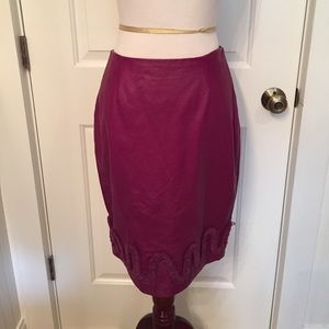 MARIO VITTORIO SKIRT PENCIL PURPLE LEATHER STRAIGHT Size 8 Italy 42